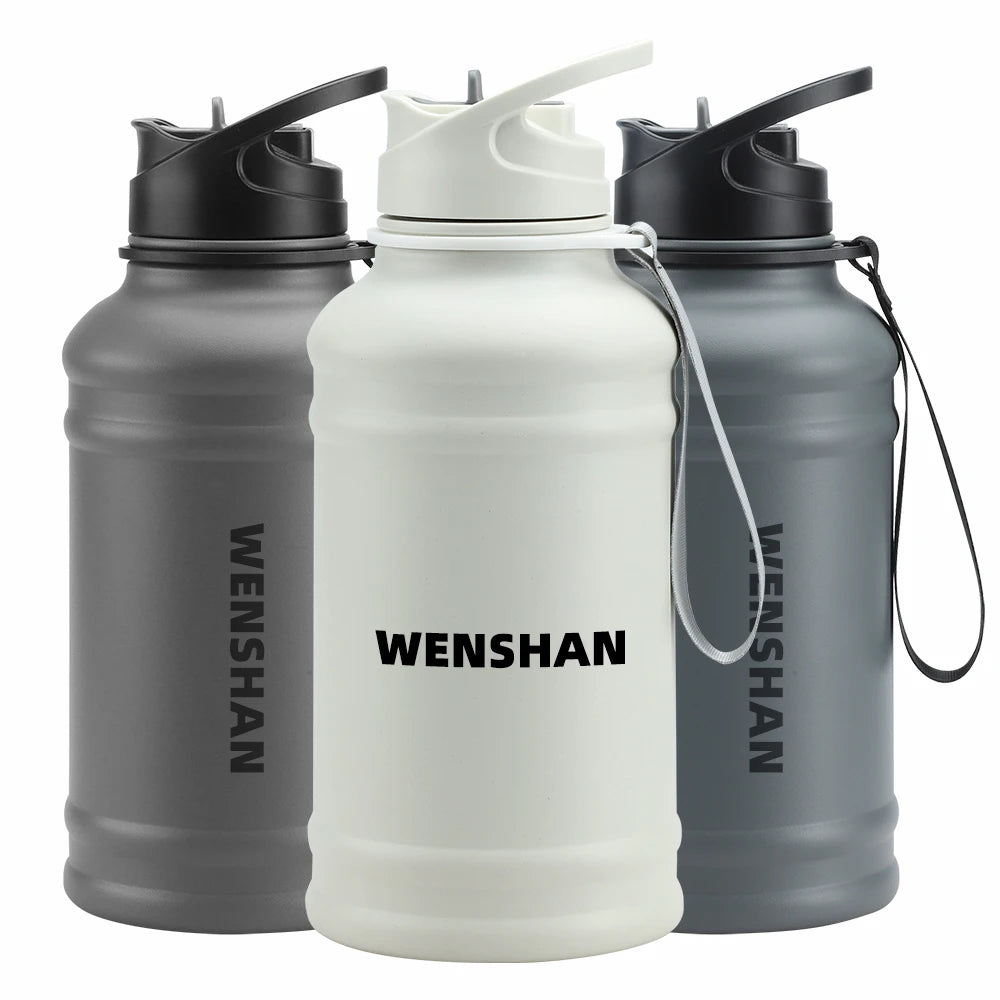Food Grade 1.3L Single Wall Stainless Steel Eco-Friendly Water Bottle Lid Thermal Insulation Gym Sports Body Building Wholesa