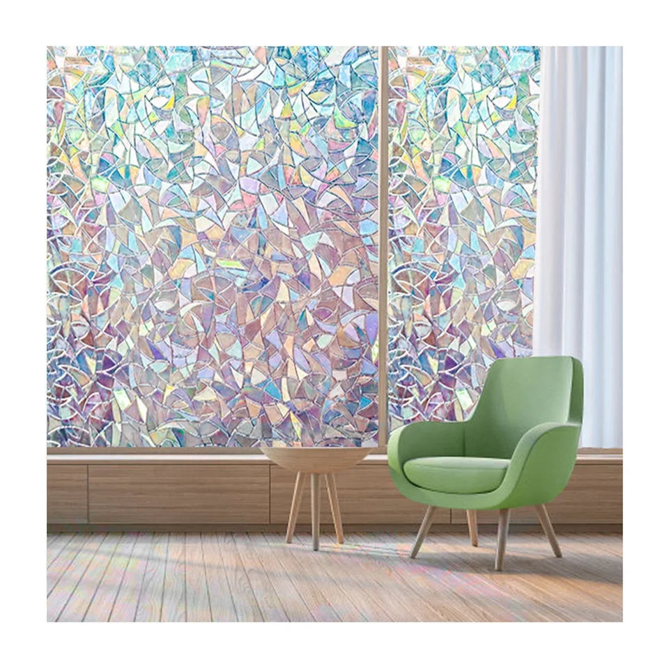 PVC Rainbow 3D Window Film Static Cling Glass Sticker UV Protection and Energy Saving No Glue