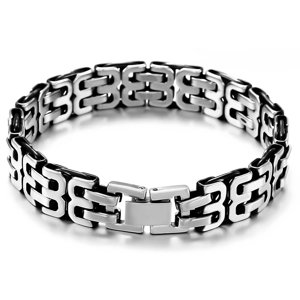 Men Classic Waterproof 2 Row Stainless Steel Bracelets and Bangles