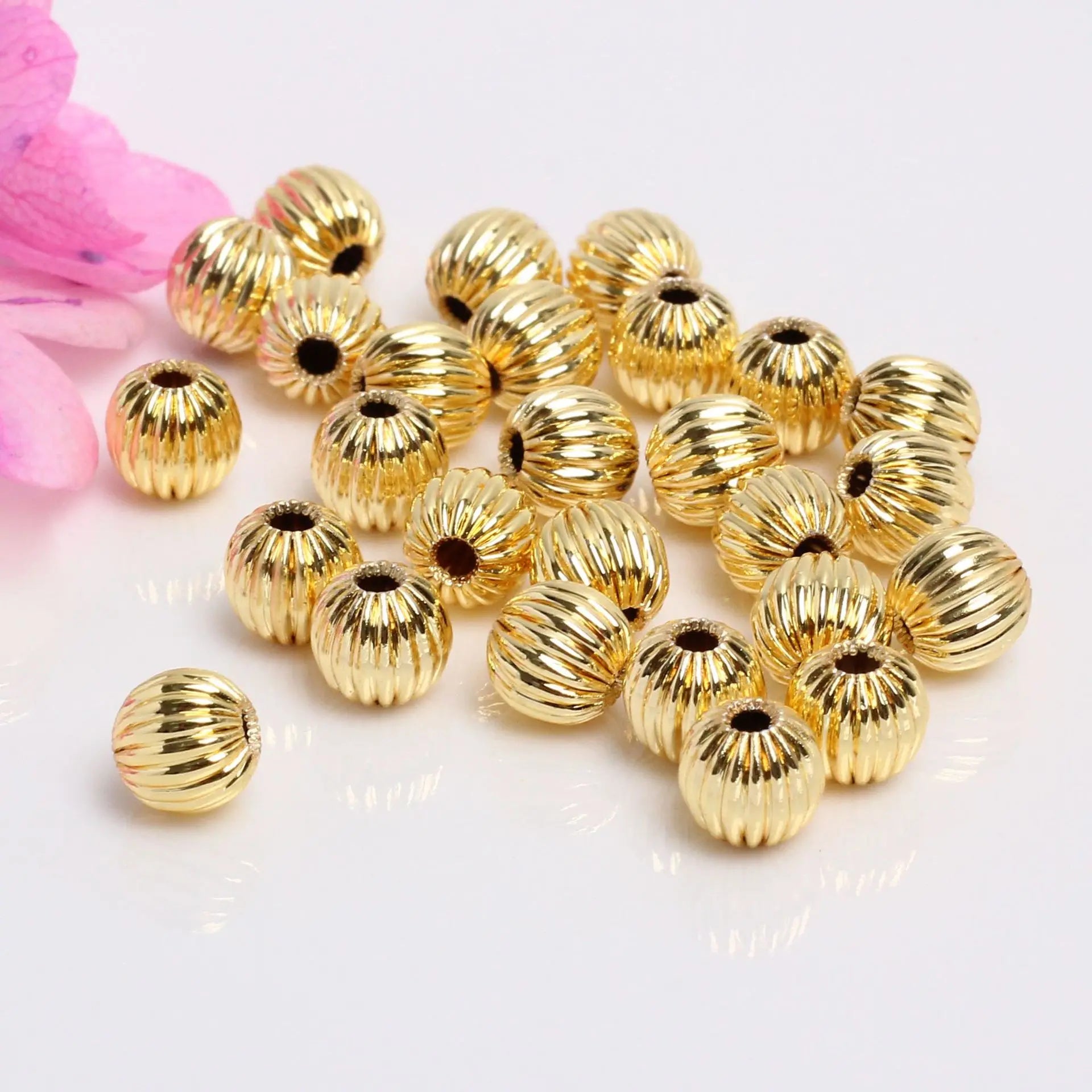 14K 18K Gold Fill Color Copper Pumpkin Shape Jewelry Beads Bracelet Necklace DIY Handmade  Necklace Beads