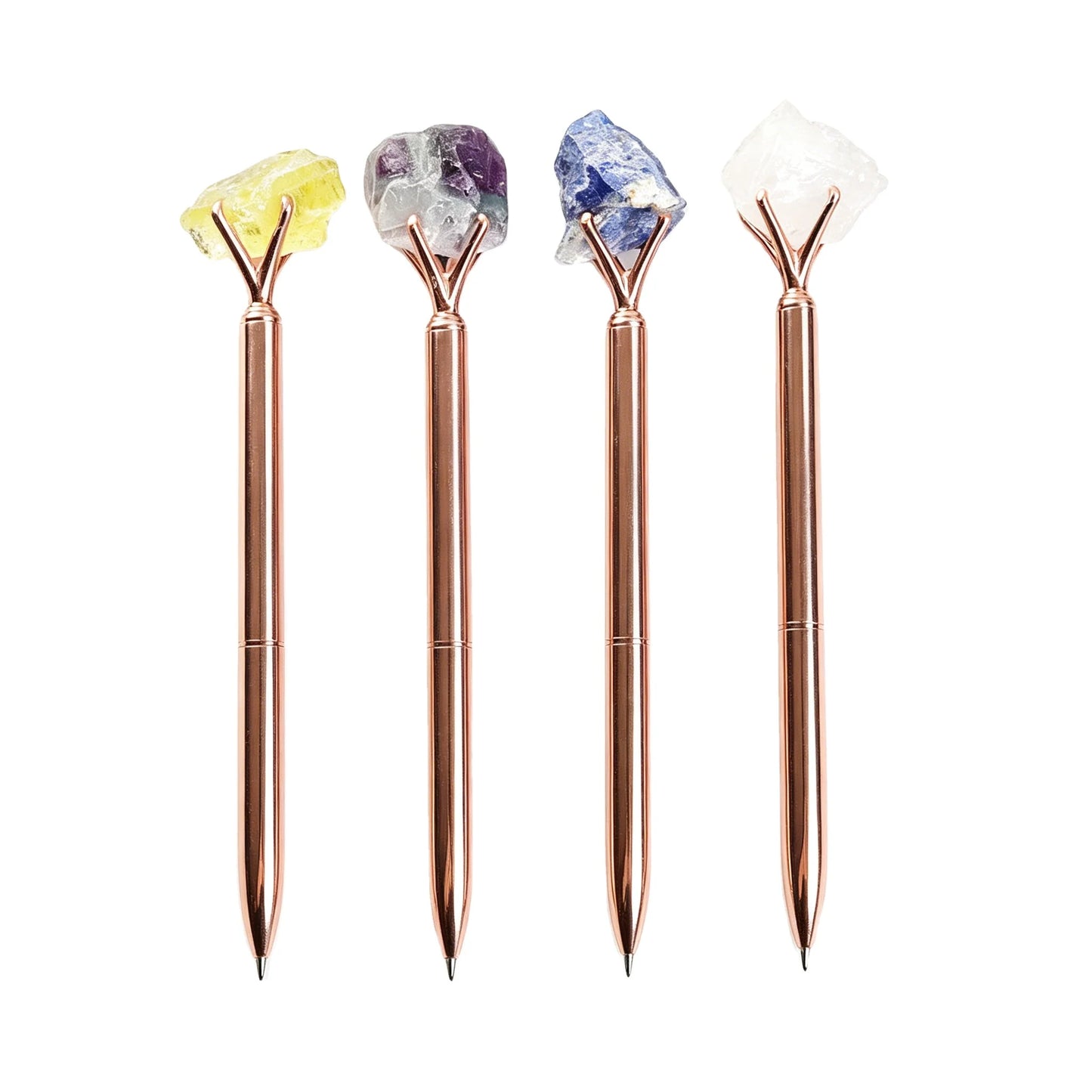 Luxury Nature Diamond Crystal Metal Ball Point Customized logo Promotional Rose Gold Pen Raw Stone Diamond Ballpoint Pen