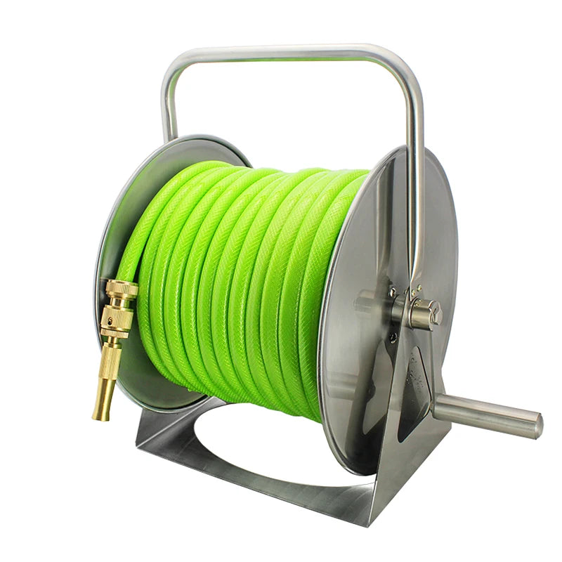 Top Ranking HONGCHEN 10112-ban Stainless Steel Garden Hand Tool Cart Wall Mounted Farm Water Hose Reel 1/2''