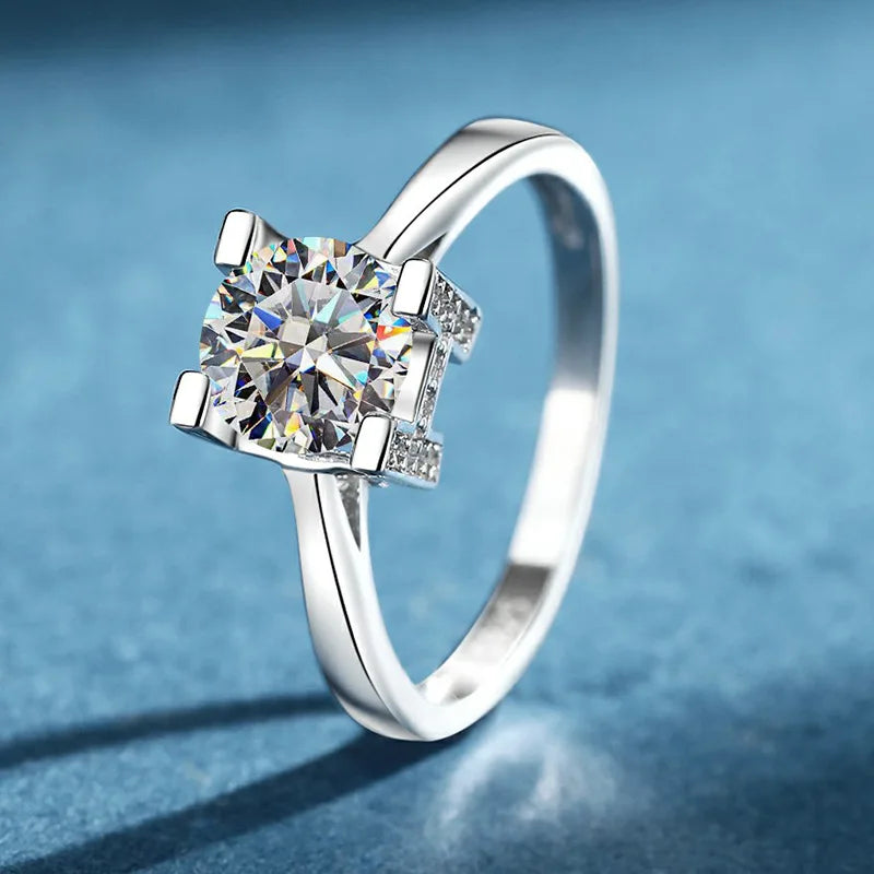 Custom Mossanite Diamond 925 Sterling Silver Rings for Women Wedding  Engagement VVS D Color 1 Carat Letter Fashion Jewelry
