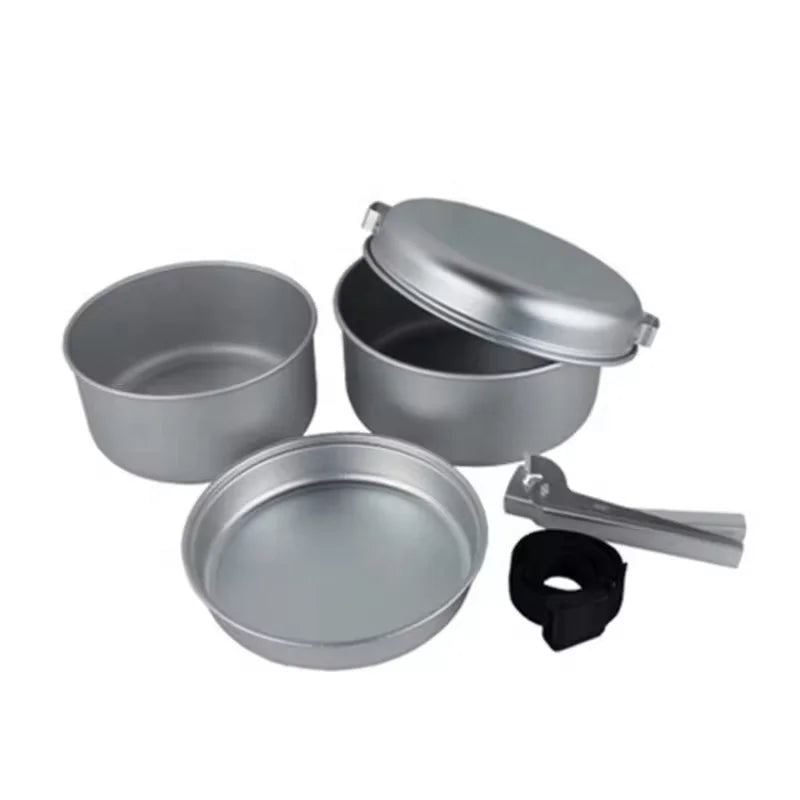 Aluminum Non-Stick Cookware Set with Removable Handle Kitchen Accessories for 2-3 People Camping for Outdoor Cooking