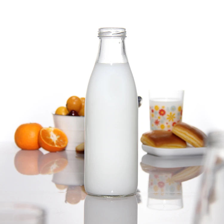 Top Selling 350Ml 500Ml 1 Liter Lead Free Glass Water Carafe Weck Juice Jar Milk Bottles With Lids