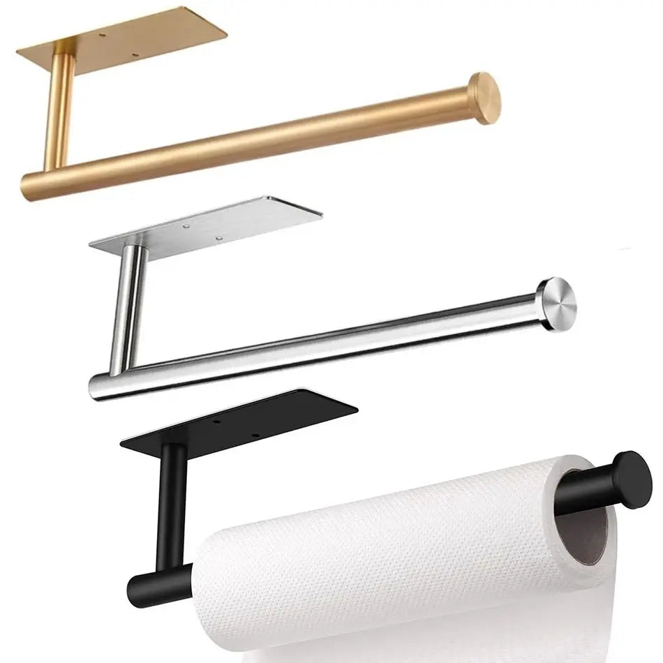 CHINGAMA Self-Adhesive Aluminium Alloy Eco-Friendly Multifunction Toilet Roll Holder Wall-Mounted Punching Towel Tissue Rack
