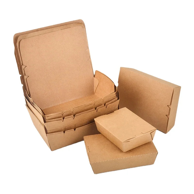 Senang 1200 Custom Printed Logo Disposable Kraft Paper Boxes Fried Chicken BarbecueTakeaway Packing Box  Paper Bento Box
