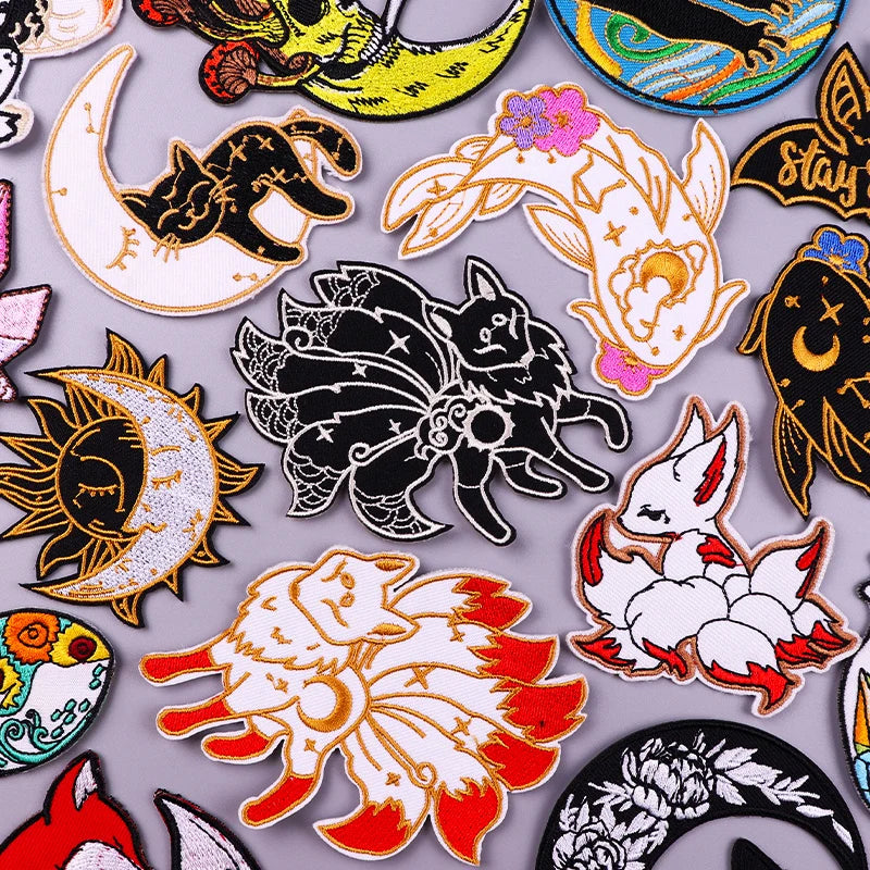 Cartoon Fox Embroidery Iron on Thermoadhesive Patches for Clothing Twill Custom for Kids Emblem