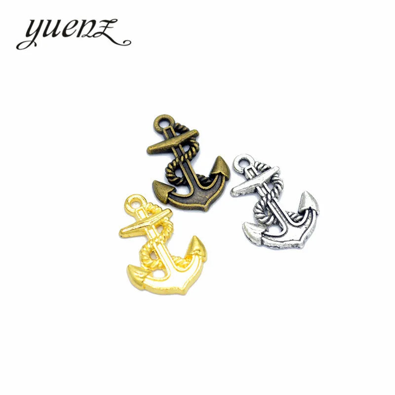 YuenZ Antique Silver Color Charms Metal Ship's Anchor Charm Pendant Bracelet Necklace Jewelry Making 13*12mm H38