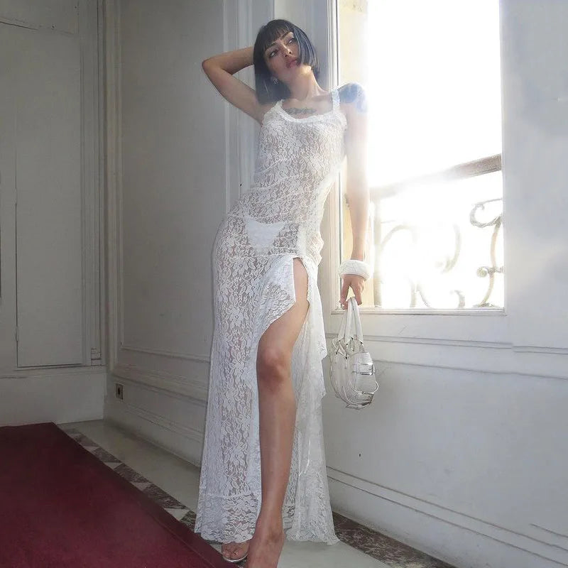 Hot Selling New Sexy and Fashionable Lace Suspender Backless Dress Long Skirt