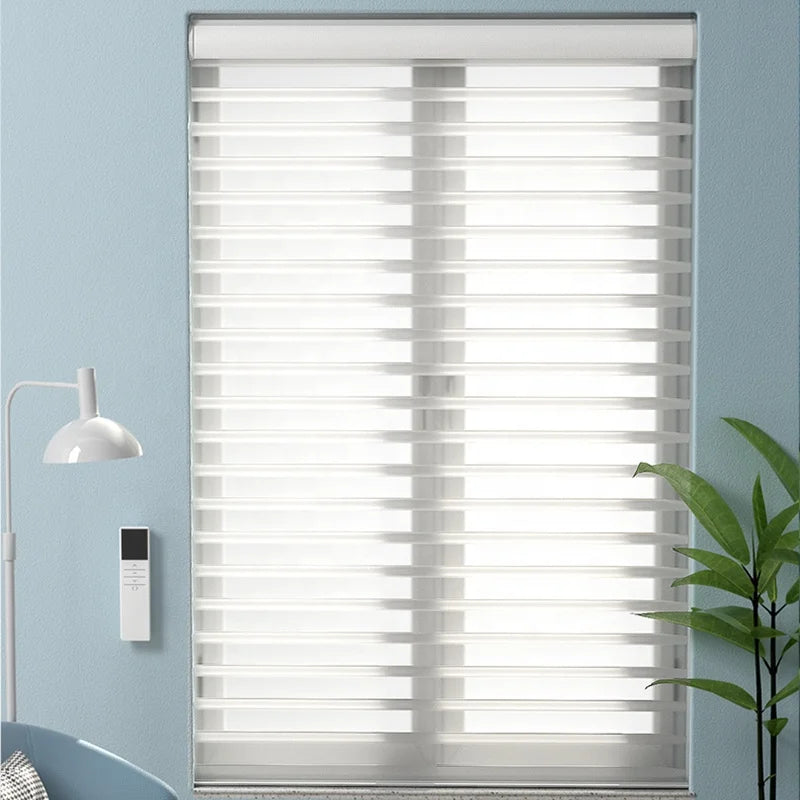 Customized Day and Night Window Shangri-la Blinds Sheer Shade Motorized Triple Roller Shades Blinds Shangrila Blinds