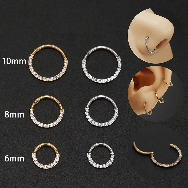Gaby Stainless Steel Septum Clicker Helix Ear Piercing Nose Rings Waterproof Nose Ring Jewelry Gold Plated for Wedding or Gif