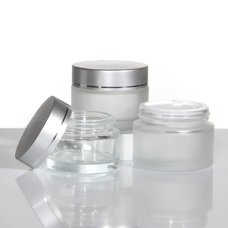 10g 20g 2oz 30 ml 50g 2 oz Luxury Face Cosmetic Lotion Containers Custom Empty Frosted Cosmetic Cream Glass Jar with Lids