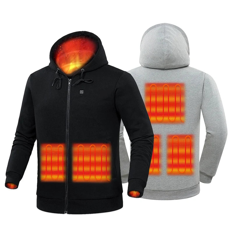 Heated Hoodie for Men and Women Heavyweight Full-Zip 320grams Cotton Hooded Heated Sweatshirt (Unisex)