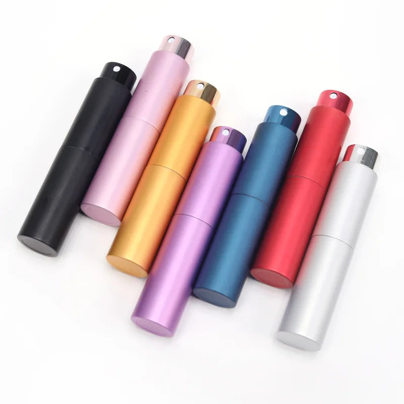 Travel Size 10ML Aluminum Perfume Atomizer Eco-Friendly Rotate Spray Bottle with Screw Cap for Parfum