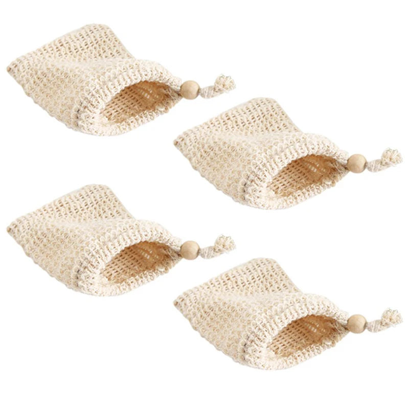 Wholesale Eco Friendly Mesh Foaming Drawstring Pouch Net Soap Bags Saver Cotton Natural Sisal Foam Bath Exfoliating Soap Bags