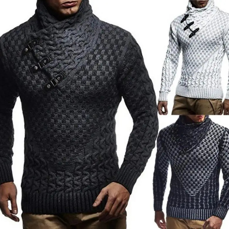 Men's Vintage Turtleneck Sweater Men Fall Knitted Pullovers Streetwear Clothes Autumn Winter Male Soft Warm Solid Color Sweat
