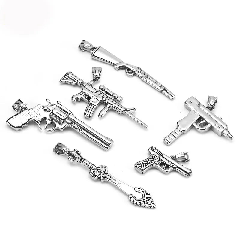 Wholesale Unique Stainless Steel Rifle Revolvers Charm Gun Pendant for Necklace Bracelet Jewelry Making Accessories