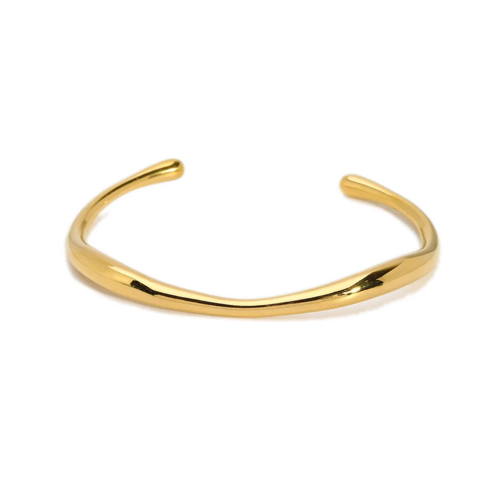 Simple Irregular 18K Gold Silver Plated Stainless Steel Cuff Bangles Bracelet Fashion Open Lips Shape Third Party Certified