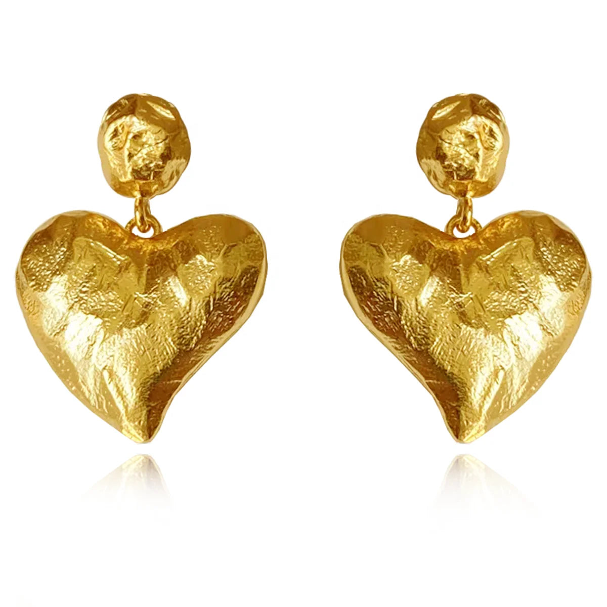Trendy Fashion Brass Plating 18K Gold Frosted Ball Heart Earrings Unisex Jewelry Gift Customization