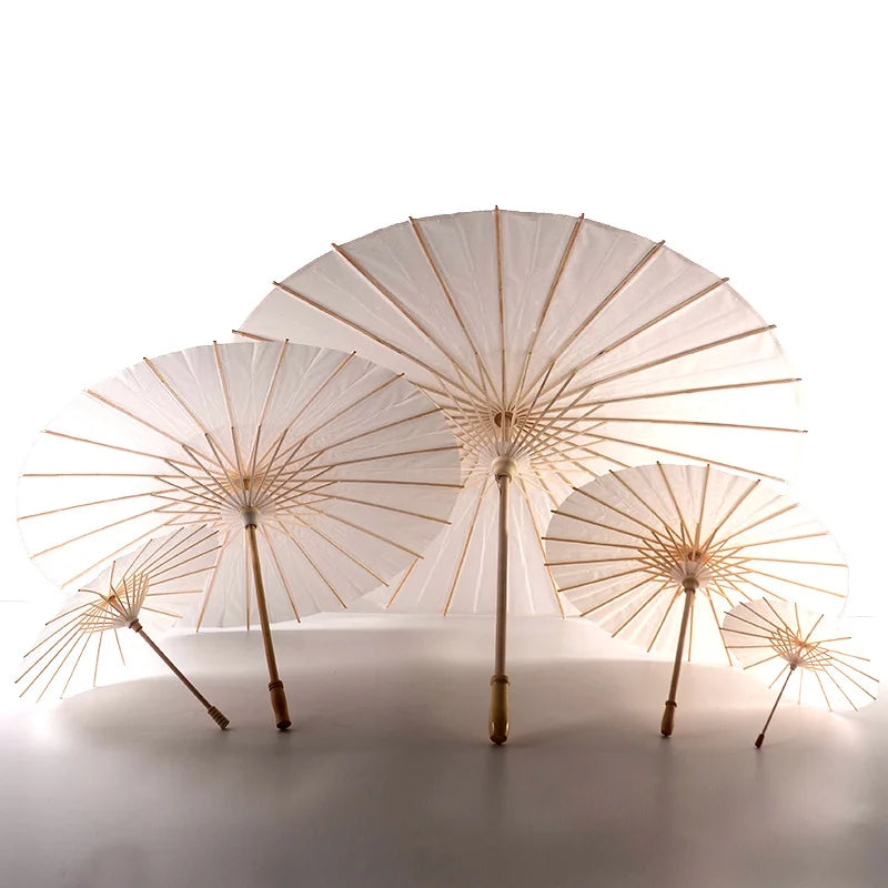 2026 Paper Bridal Wedding Umbrella White Parasols Handmade Plain Chinese Mini Craft Umbrella for Hanging Ornaments