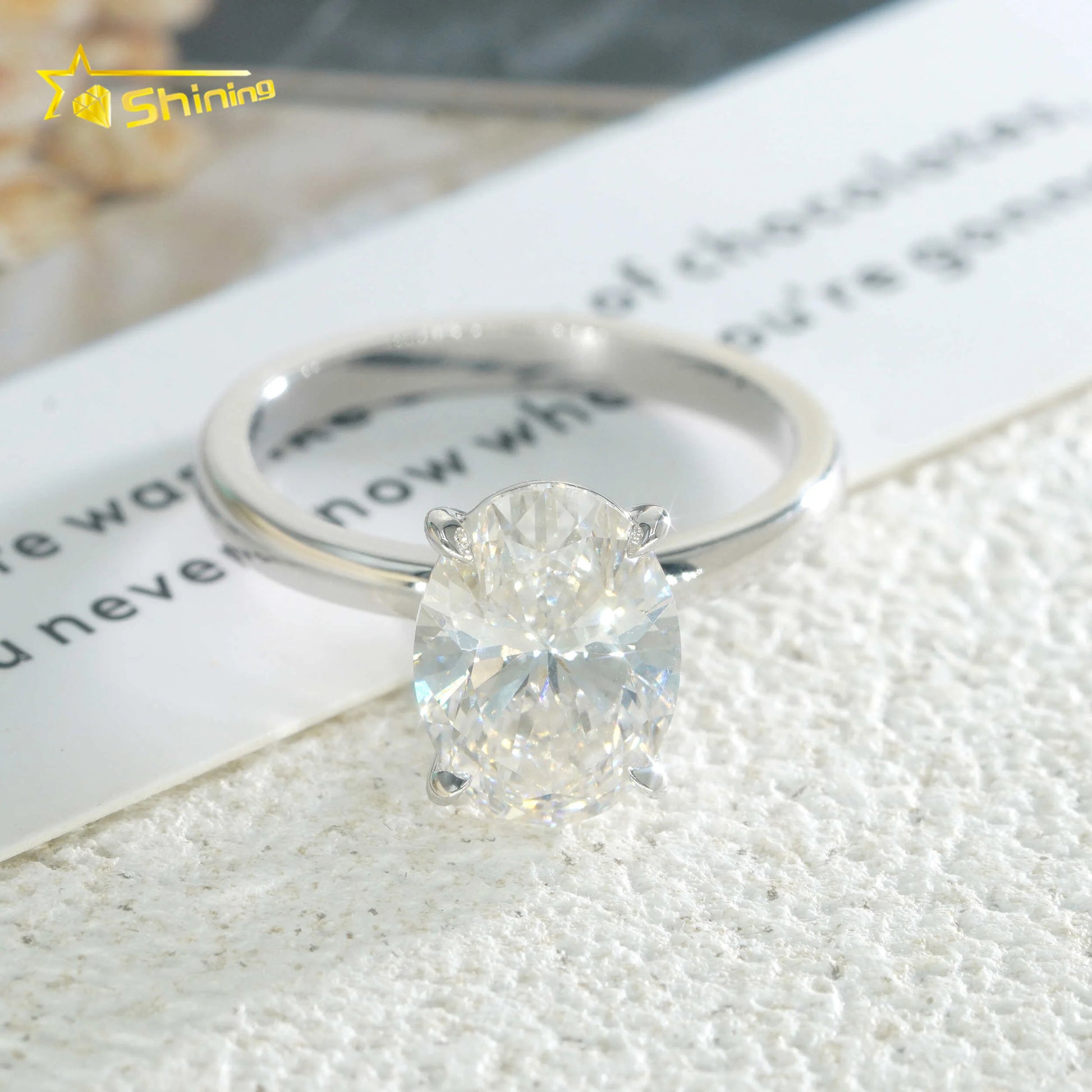 Fine Jewelry 14K Solid White Gold Solitaire 3CT Oval Cut F VS1 IGI Lab Grown Diamonds Engagement Rings in Stock