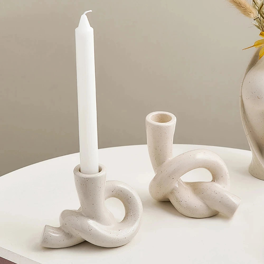 Nordic Home Decorative Candle Holder Christmas Decoration Candle Stick Holder Ceramic Candlestick Holders