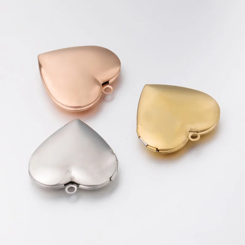 Trendy Peach Customized Blank Heart Locket Photo Box Stainless Steel Pendant for Women Necklace Accessories Jewel