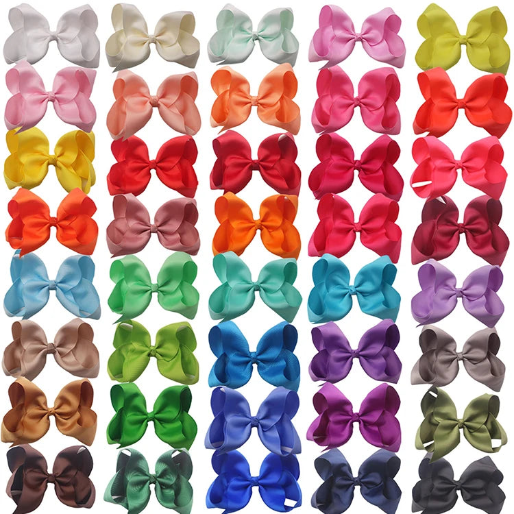 6 Inch Bow Hair Clip Simple Style Grosgrain Ribbon Hair Bow Accessories for Kids