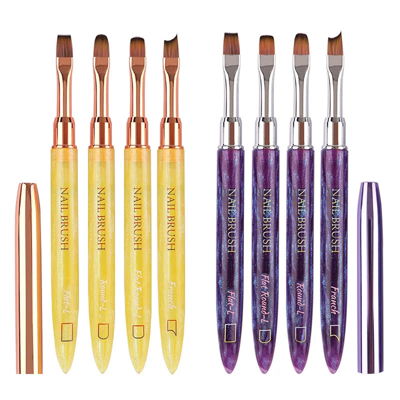 Professional Eco-friendly Skin-friendly Durable Nylon Acrylic Nail Brushes Set Plastic Handle 3D Art Tips Builder UV Gel Poli