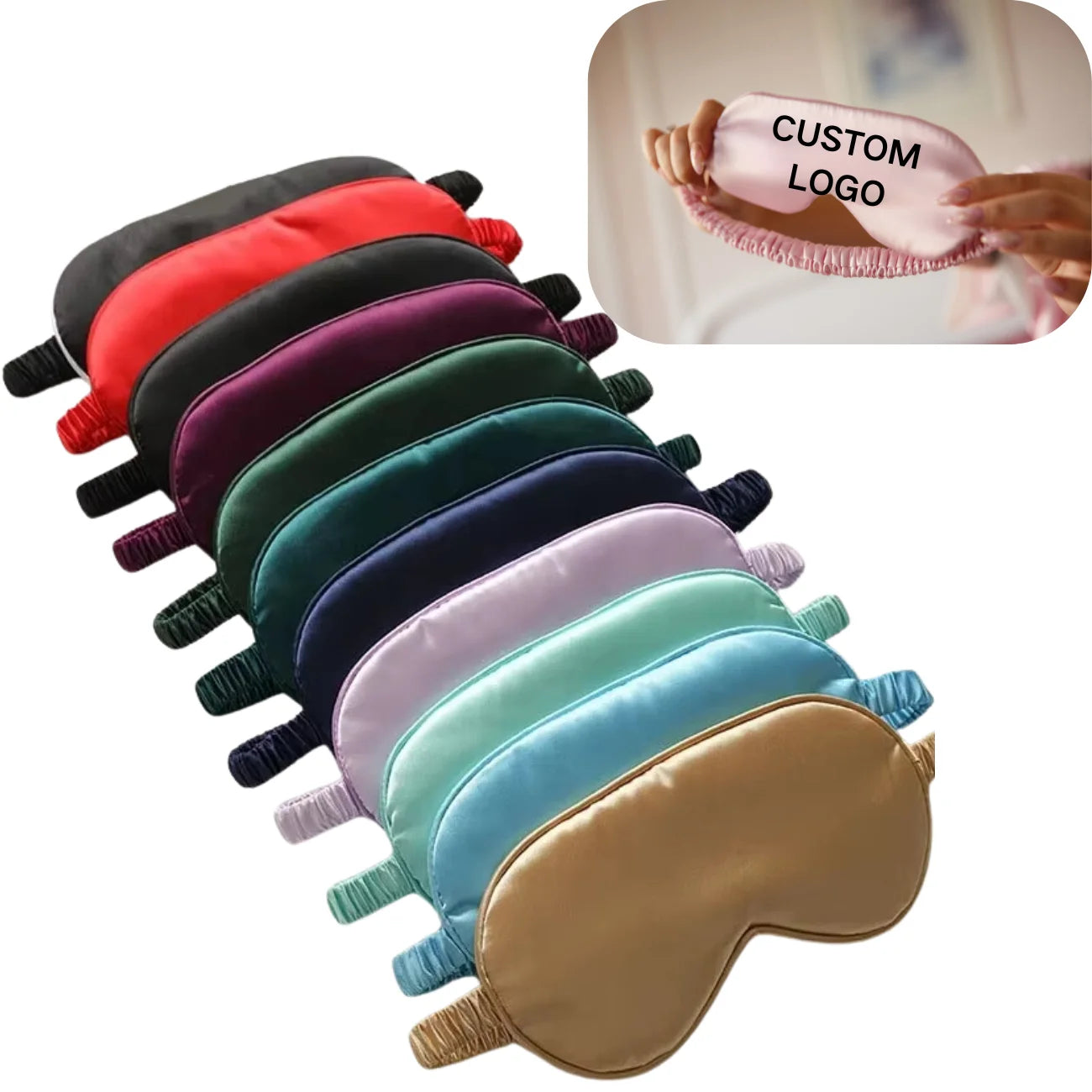 Anthrive 2026 Wholesale Custom Logo Satin Silk Sleep Eye Cover Eyemask Sleeping Night Eye Shade Sleep Mask With Elastic Strap