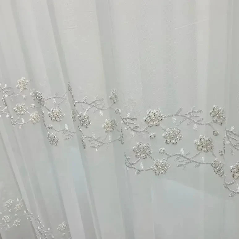 All Our Website Ready Goods Moq 1 Roll  Embroidered Sheer Polyester Fabric Door Curtain Fabric