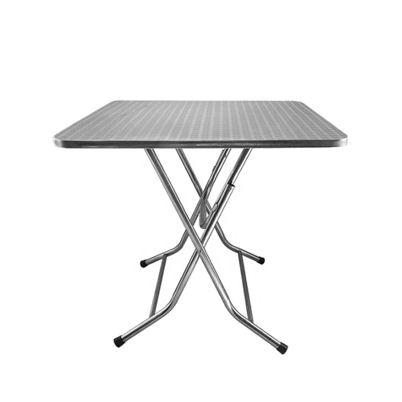 Modern 100cm Square Embossed Steel Folding Catering Table Durable Indoor & Outdoor for Coffee Shops Restaurants Canteens
