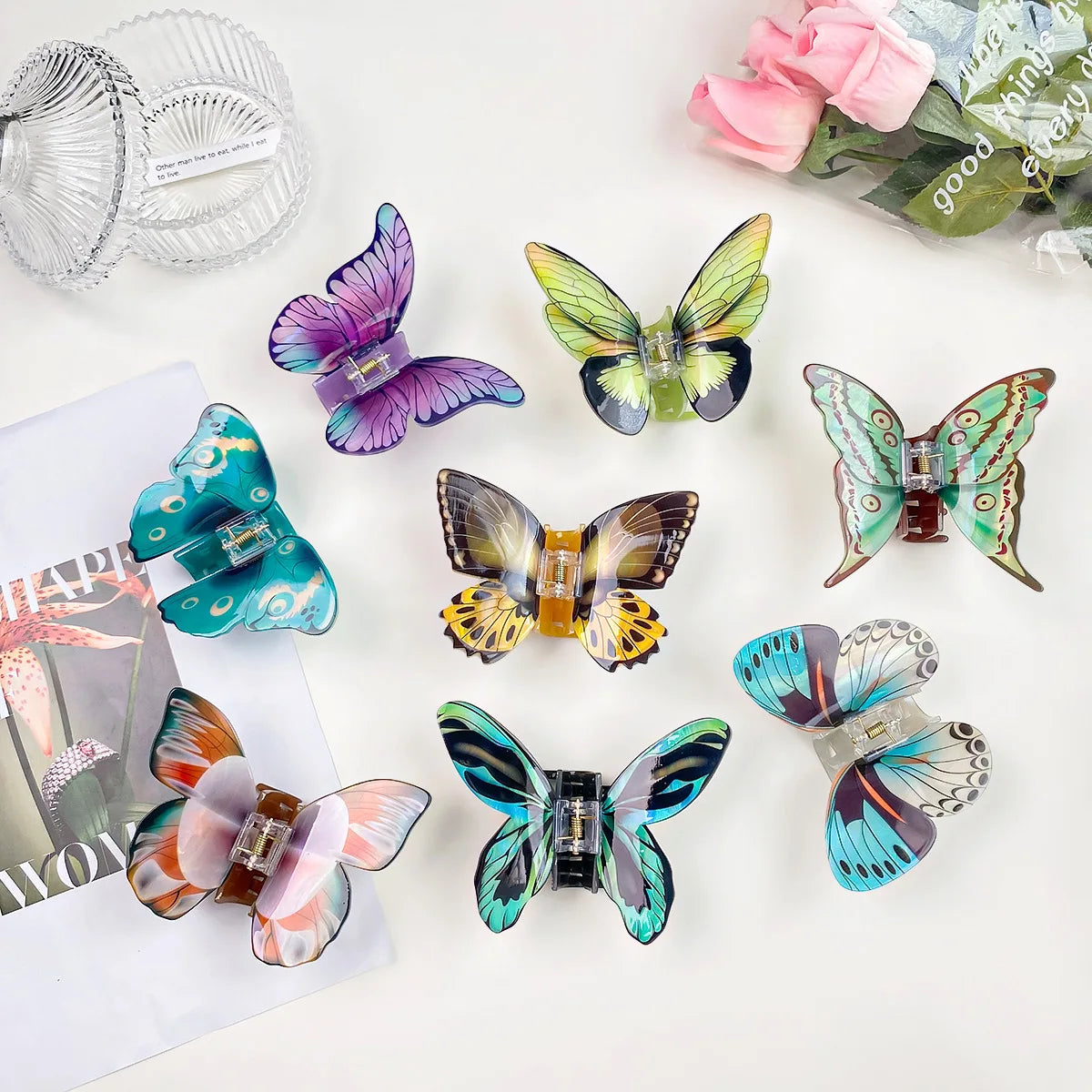 Japanese and Korean Style  Acetate butterfly Clip Temperament Personalised Hair ClawClip Custom Hair Clips Accessories for Gi