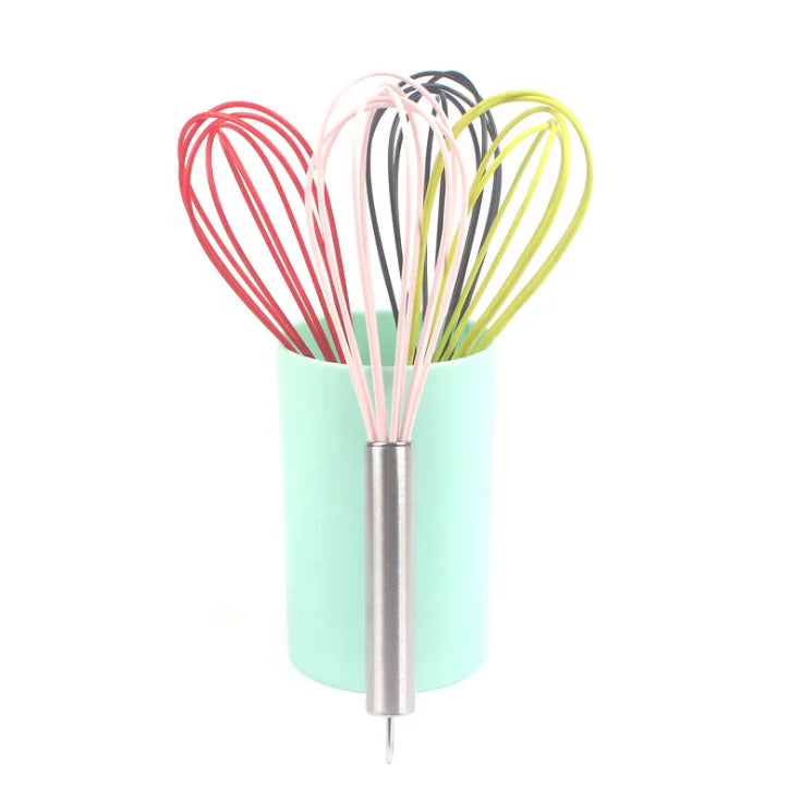 Hot Selling Eco-Friendly 10 Inch Wholesale Handheld Silicone Egg Whisk Stainless Steel Handle Manual Cream Butter Mixer Tools