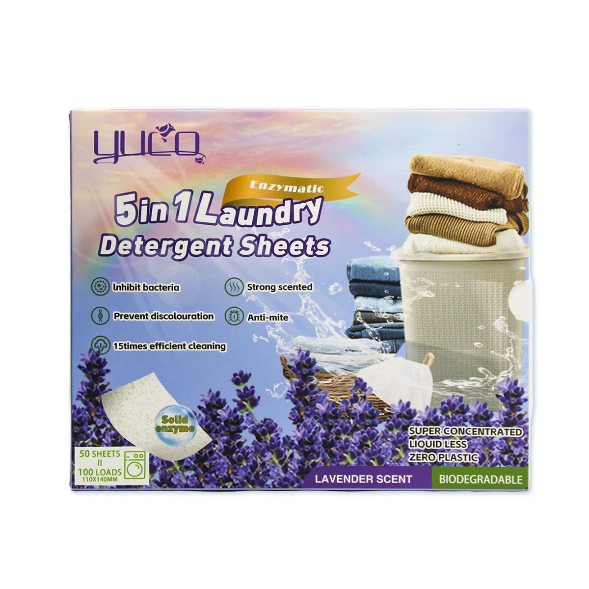 Lavender Deep Cleaning Clothes Washing Strips Eco Friendly No Whitening Agent Dissolvable Laundry Detergent Sheets