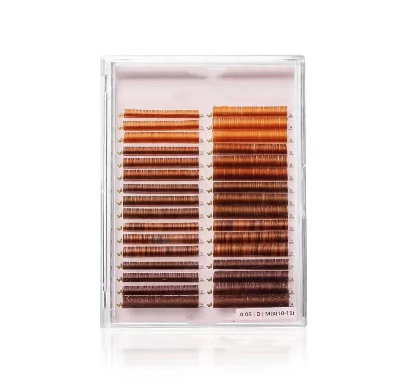 Private Label Lash Tray Color Lashes 0.05 0.07 0.10mm C D Cc Dd Curl Individual Eyelash Extensions Brown Eyelash Extensions