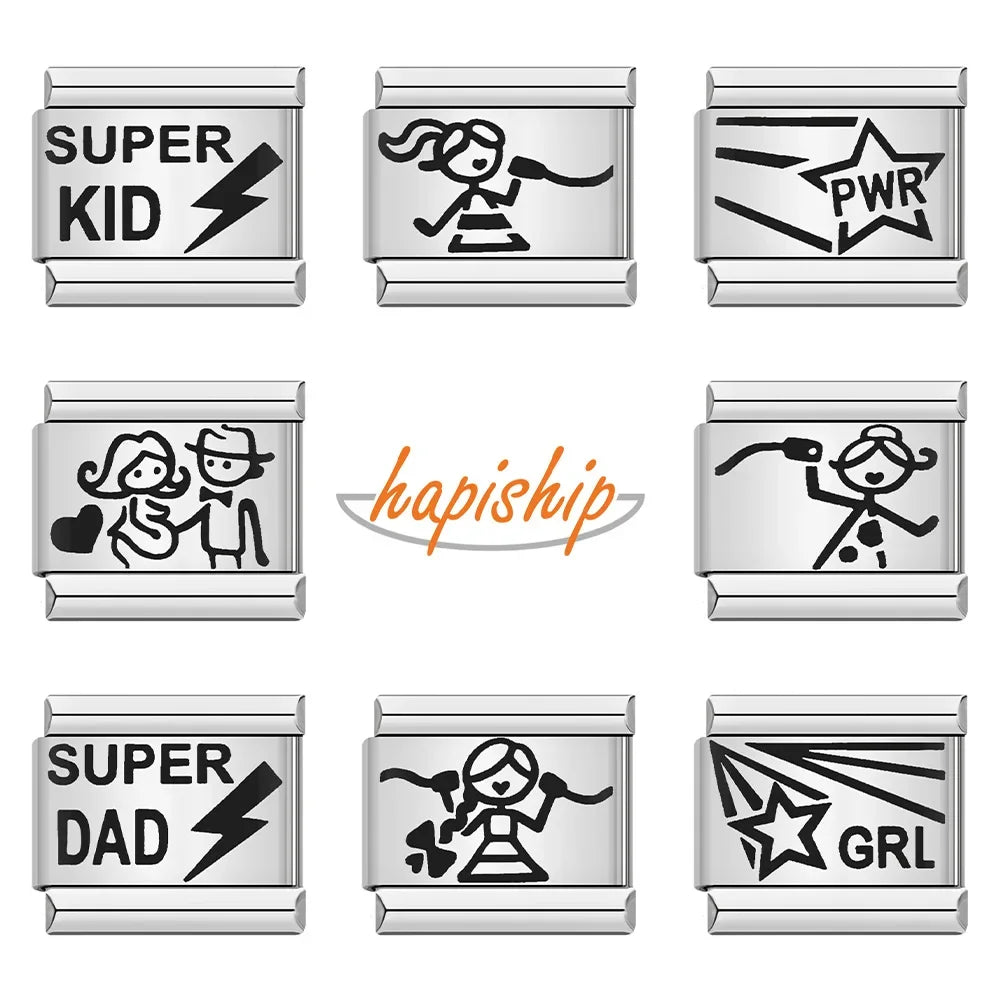 Hapiship Popular DIY Stainless Steel Bracelet Italian Charms  Bracelet Charms Wholesale DJ267