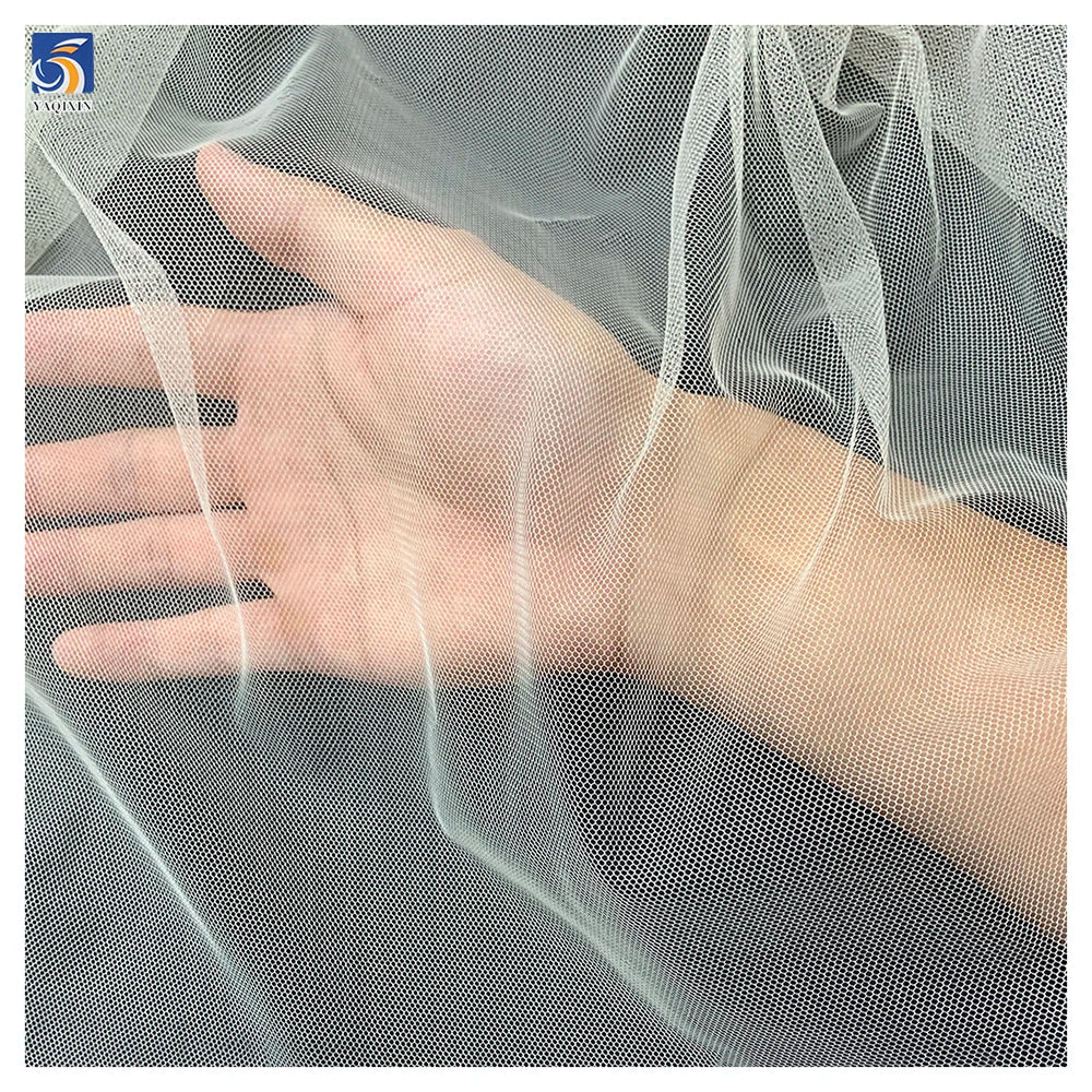 ZP-8 Lightweight Knitted Nylon Wedding Clothing Tulle Fabric White 100% Polyester 50A Mesh Fabric 5 Yards Tulle Textiles