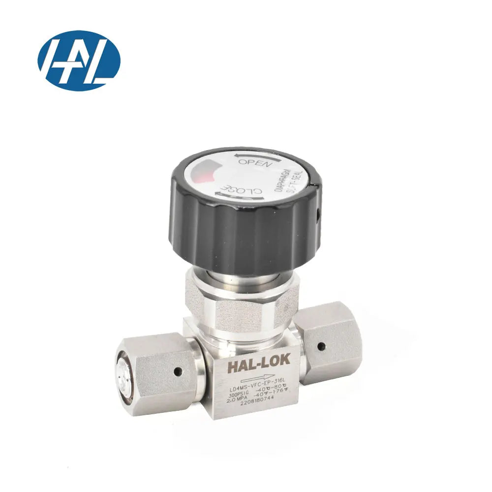 HAL-LOK FDGM 1/4 Inch Female VCR Fitting Manual Stainless Steel Diaphragm Sealed Valve 300psi for Gas General Application