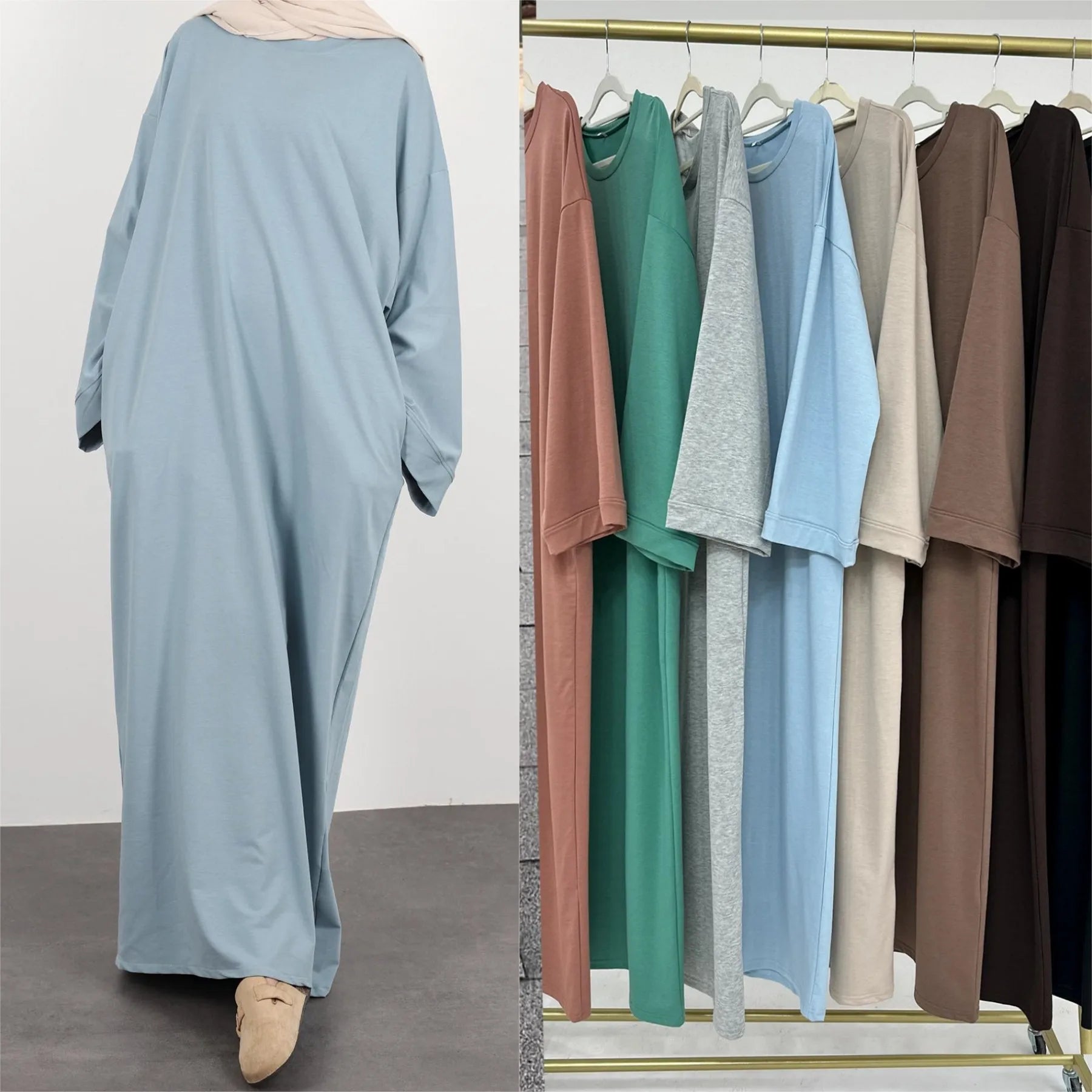 Dubai Middle East Turkey Solid Color Hoodie Dress Muslim Women Sport Long Dress Abaya Islamic