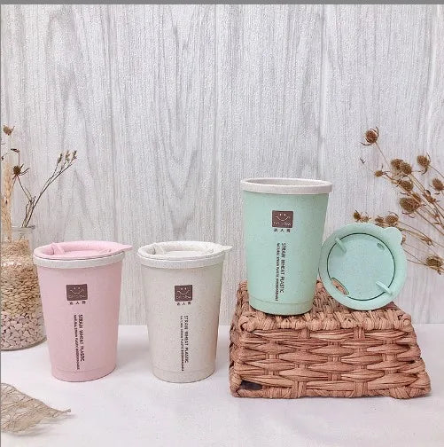 280ml Eco-friendly Biodegradable Coffee Mug Bamboo Fiber Coffee Cup Travel Plastic Water Bottle
