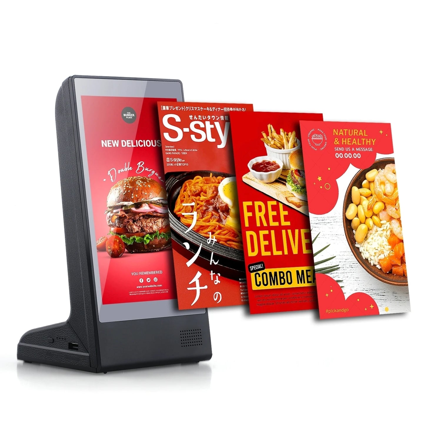 New Innovative Single Side Mini 8 Inch LCD Touch Screen Desk Top Stand  Digital Menu Order Call Advertising Equipment Player