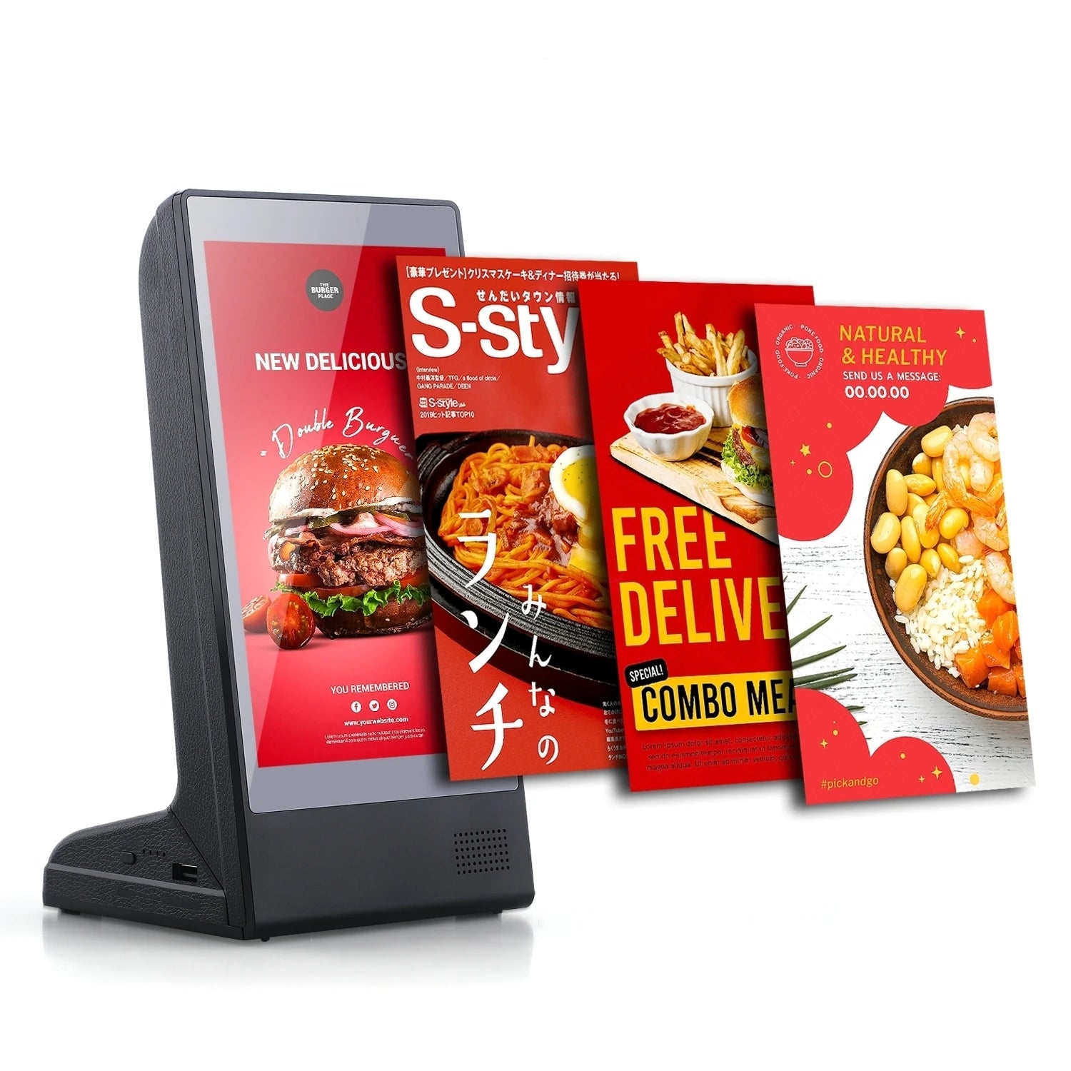 New Innovative Single Side Mini 8 Inch LCD Touch Screen Desk Top Stand  Digital Menu Order Call Advertising Equipment Player