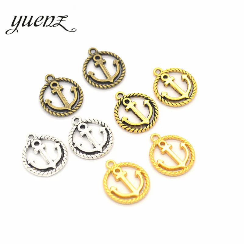 Antique Silver Color Charms Metal Ship's Anchor Charm Pendant Bracelet Necklace Jewelry Making 18*15mm H05