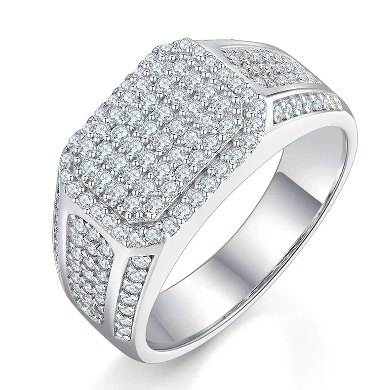 Somen Luxury Fine Jewelry 1.2ct D Grade VVS Platinum Plated S925 Sterling Silver Moissanite Rings for Men's Wedding