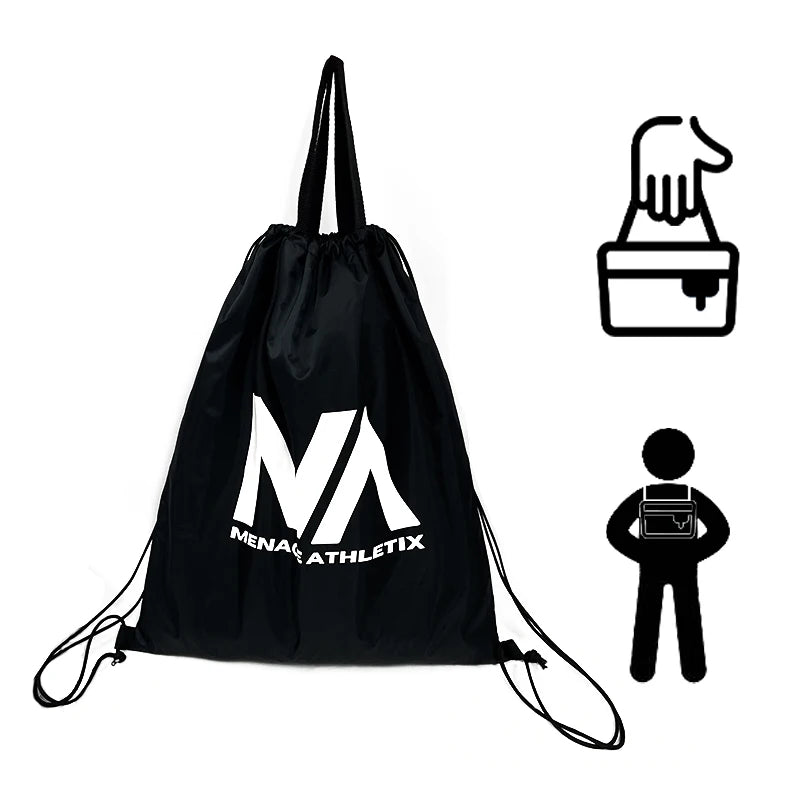 Custom Design 40x50cm Black Travel Knapsack Drawstring Polyester Backpack Event Gift Bags With Handle