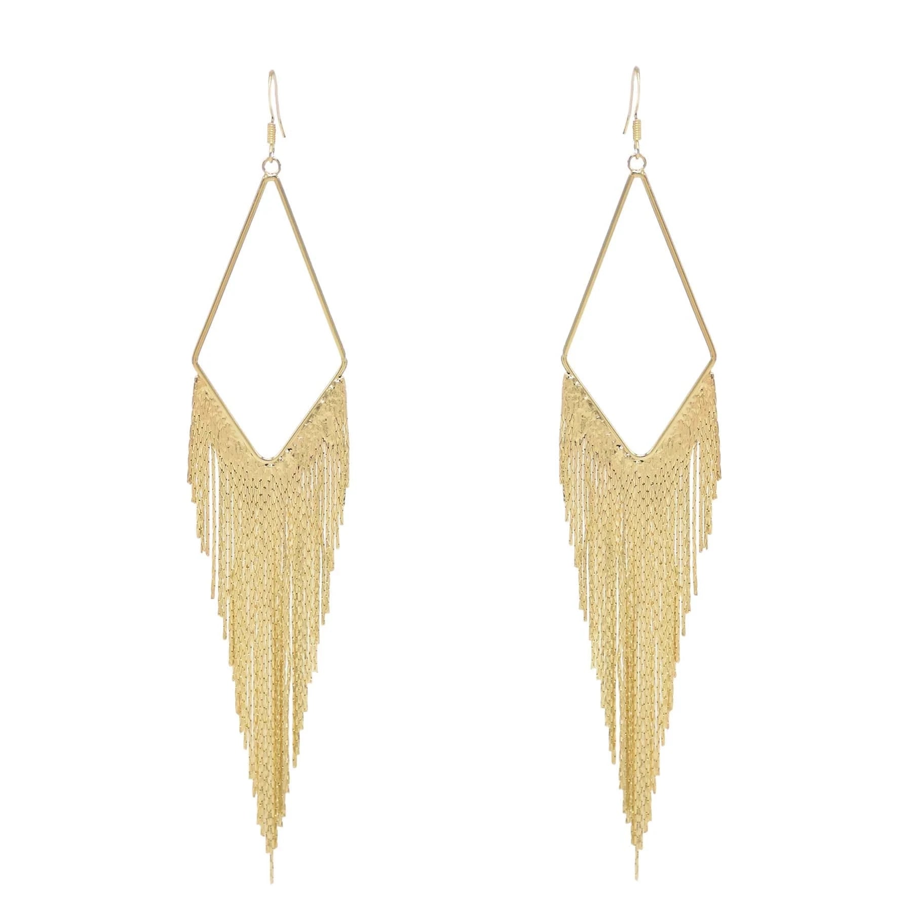 Sparkly Chain Drop Statement Dangle Long Tassel Bridal Wedding Earrings for Women Girls