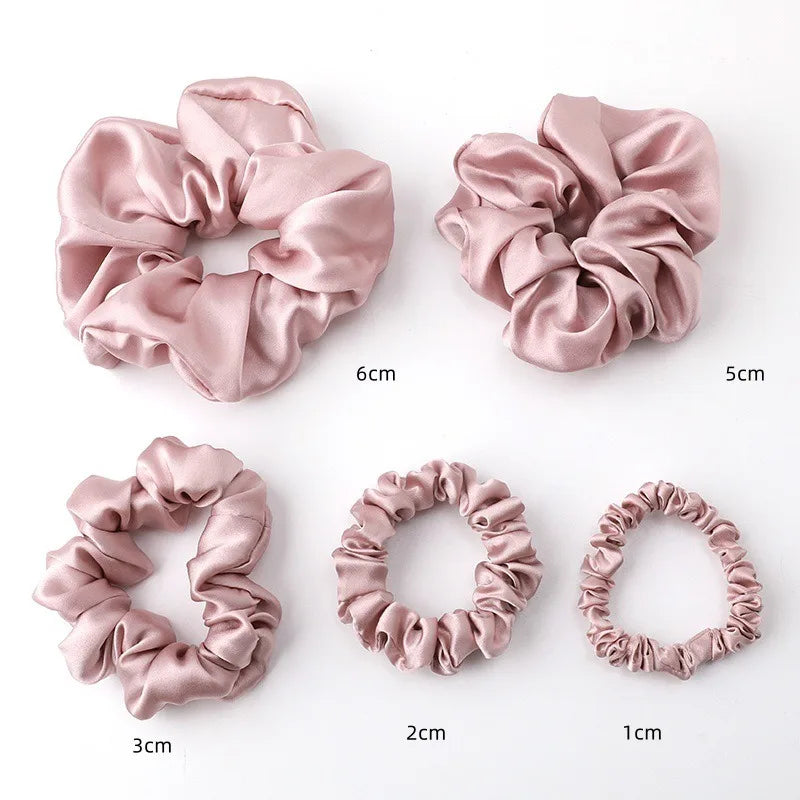 New Style Maintenance Shiny Silk Hair Ring Handmade 100% Mulberry Silk Girls Hair Tie Rope Wholesale Large Scrunchie for Wome