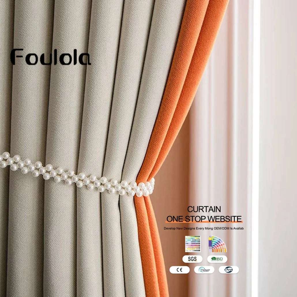 New Cheap Linen Style Blackout and Soundproof Curtain Fabric